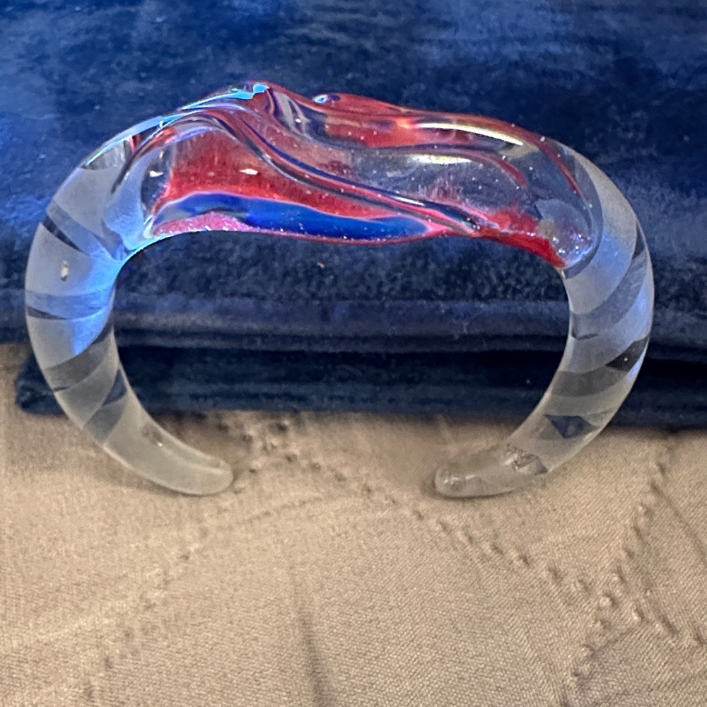 Clear and Red Swirl Acrylic Bracelet